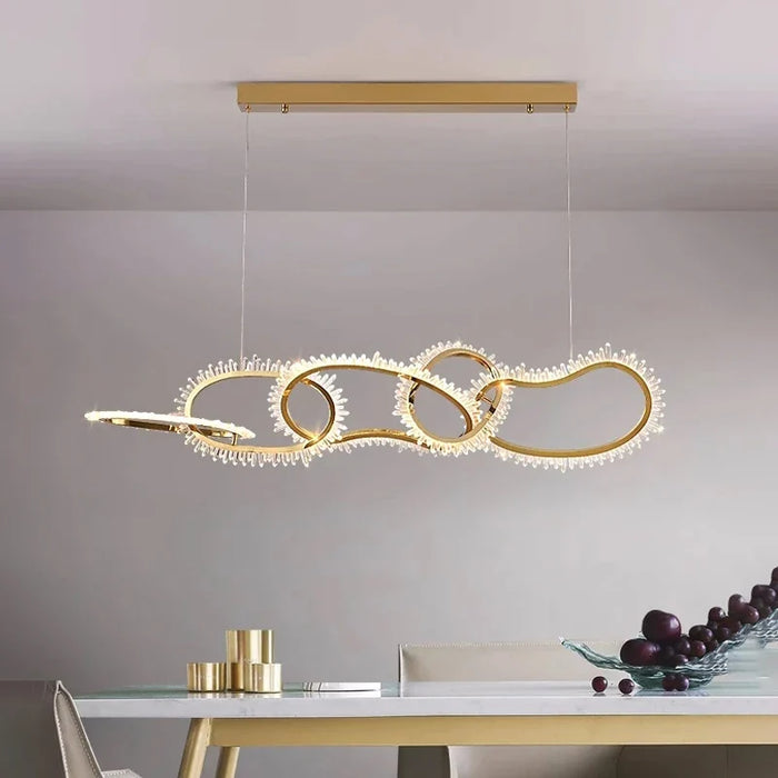 Lustre de luxe en cristal avec anneaux LED modernes - Élégance Brillante