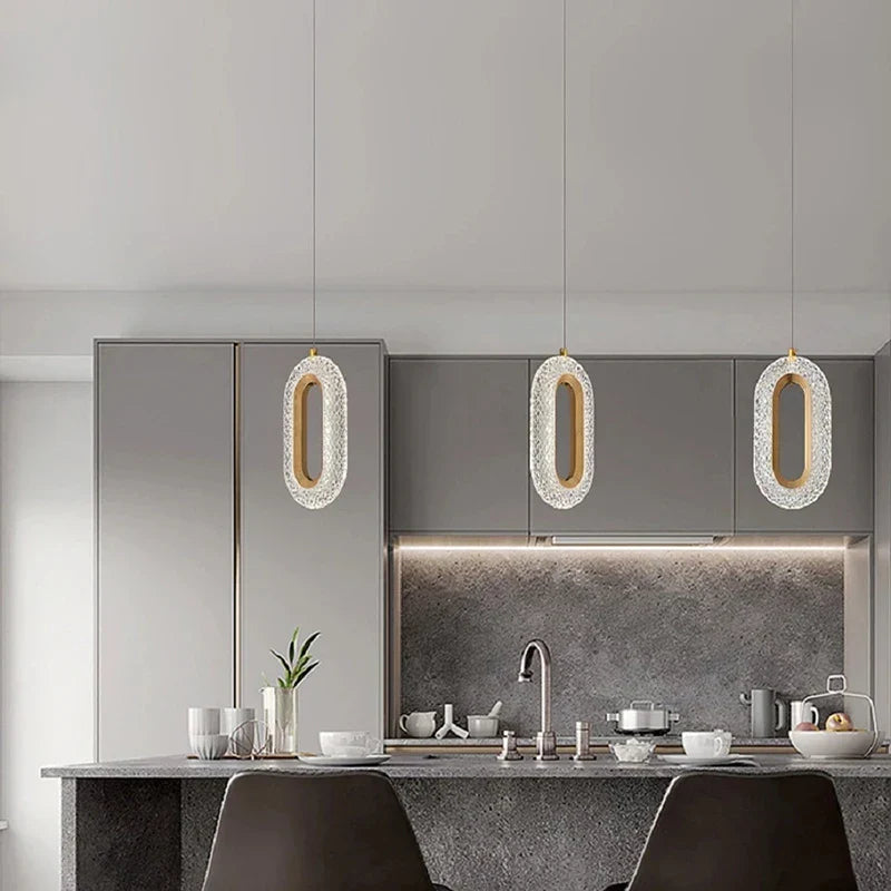 Lustre En Cristal Géométrique Or Émeraude LED Nordique