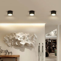 Mini LED Plafonnier Dimmable en Grain de Bois - Éclairage de Surface