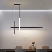 Lustre LED Minimaliste Moderne Dimmable Noir pour Table Salle à Manger Cuisine Bar - Suspension Éclairage Design