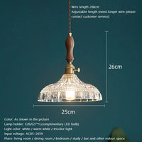Suspension luminaire nordique en bois, verre et laiton - Style rustique moderne