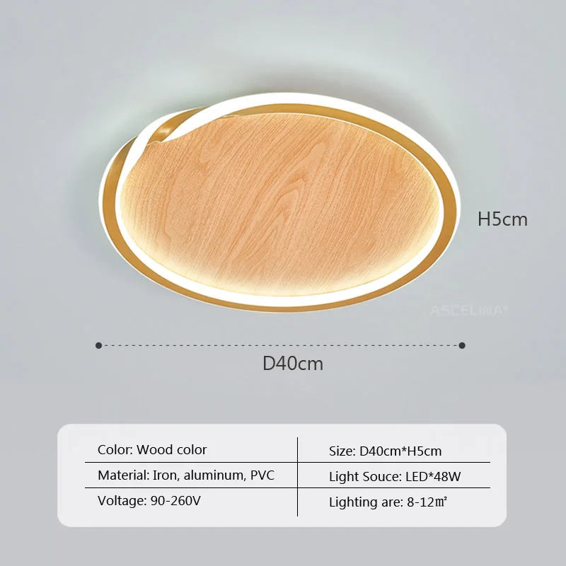 Plafonnier LED Bois Net Rouge