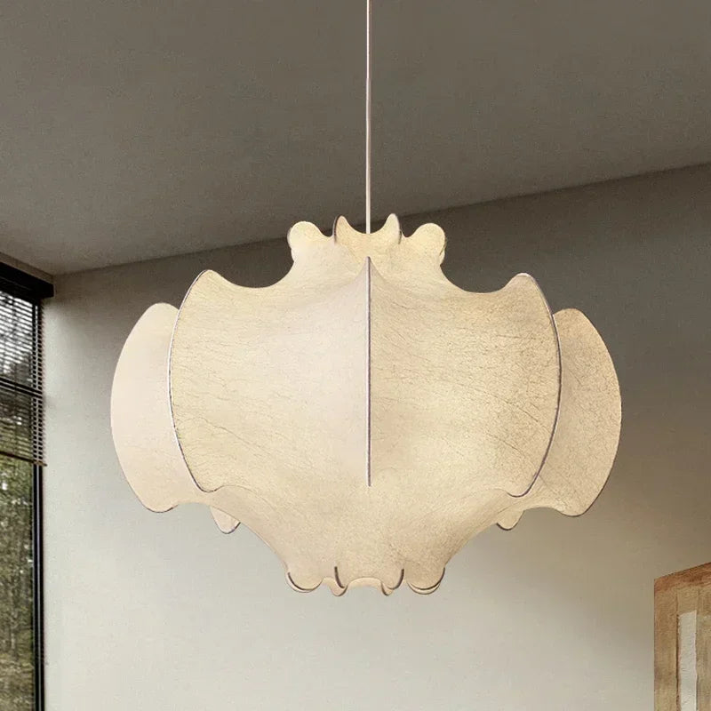 Lustre Nordique en Soie Japonaise Wabi Sabi avec Éclairage LED