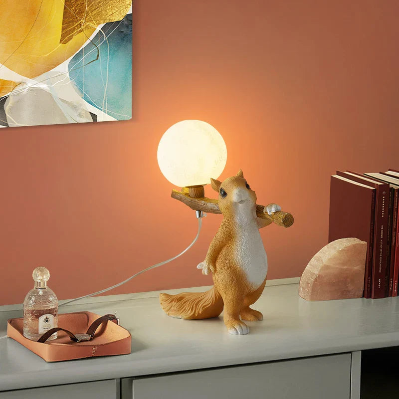 Lampe de Table Nordique Créatif LED Animal Écureuil