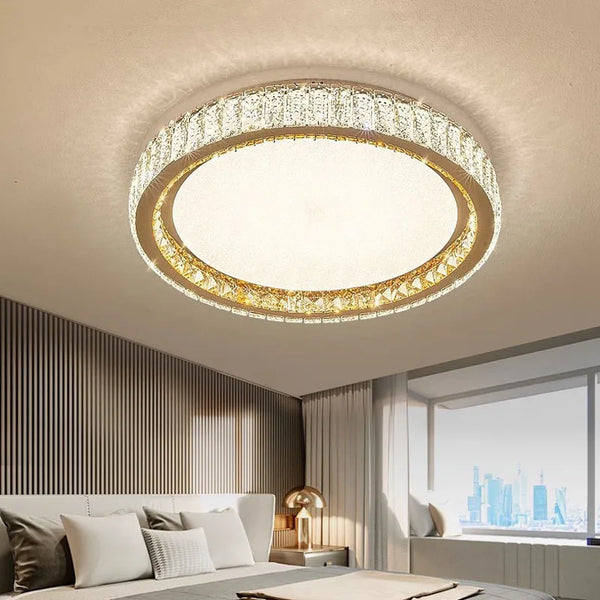 Plafonnier Luxe En Or Avec Cristaux Et LED Réglable