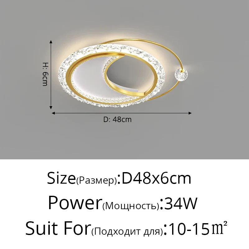 Lustre nordique minimaliste en acrylique LED or moderne - Édition Prestige