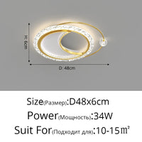 Lustre nordique minimaliste en acrylique LED or moderne - Édition Prestige