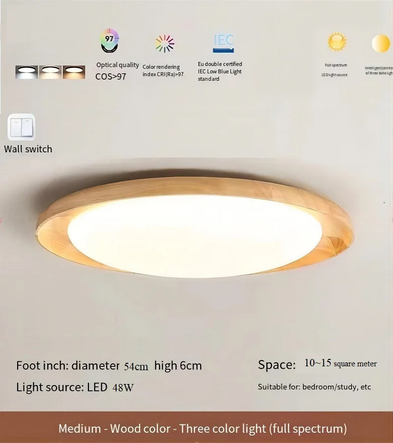 Plafonnier Wabi-Sabi Spectre Complet LED en Bois Massif Rondin - Édition Limitée