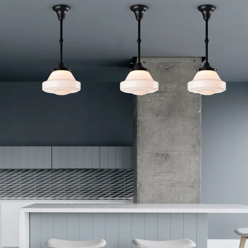 Plafonnier Vintage Loft Industriel en Verre Noir