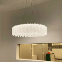 Lustre LED nordique en verre cristal et plumes décoratif d'intérieur - Collection Luxe