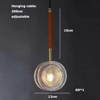 Lustre LED en Cuir et Verre