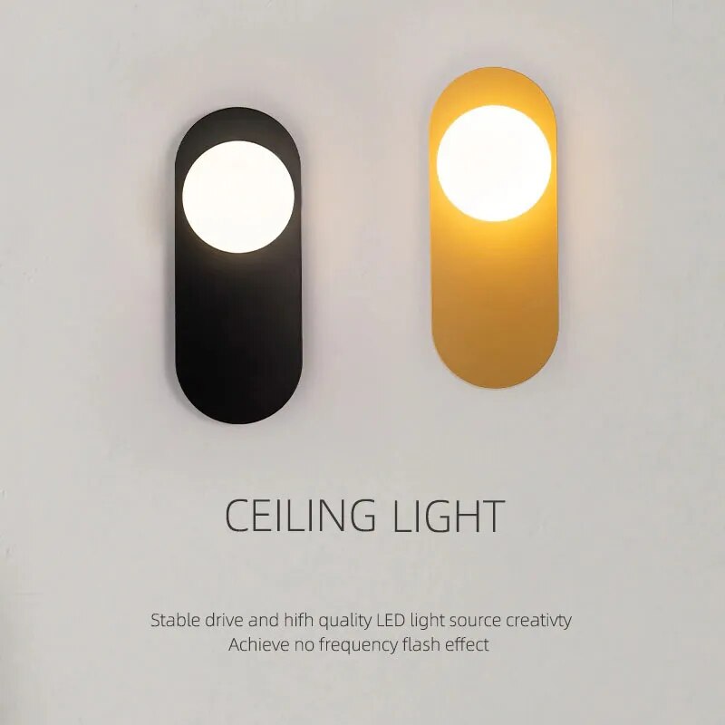 Applique LED Moderne en Fer Noir et Doré