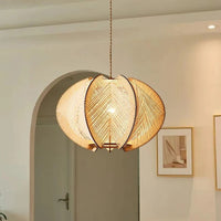 Lustre bois chanvre wabi-sabi suspendu - Édition Nature