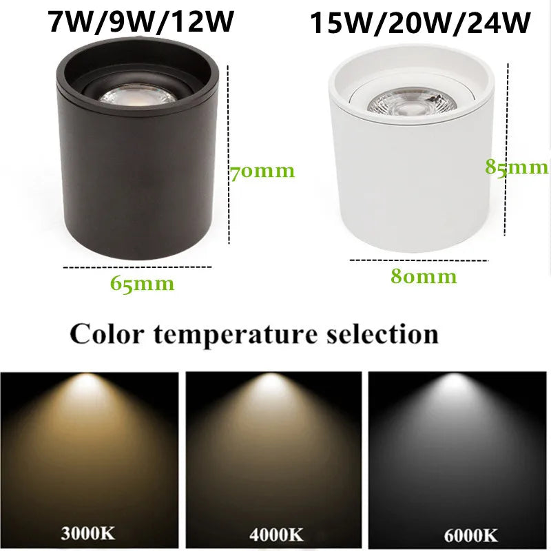 Spot Downlights LED anti-éblouissants montés en Surface - Éclairage de qualité avec puce COB Epistar - Angle réglable