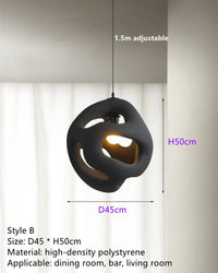 Lustre Restaurant Design Wabi Sabi Nordique LED Handcrafted-Style Japonais Interior Loft Suspension Lumière Noire