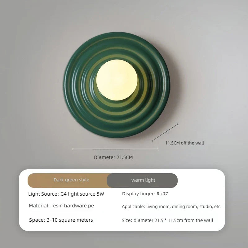 Applique Murale LED Rétro en Résine - Lumin'Art Mural Rond