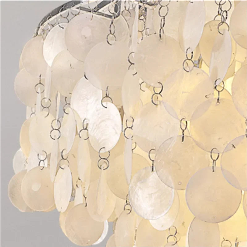 Lustre de coquille de luxe moderne pour luminaires suspendus de salon de Restaurant en or et chrome: éclairage romantique pour la maison