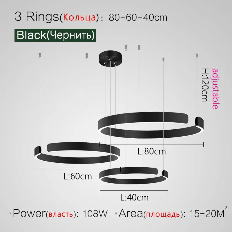 Lustre Anneau Nordique LED Réglable pour Salle à Manger - Collection Maison Luminaires