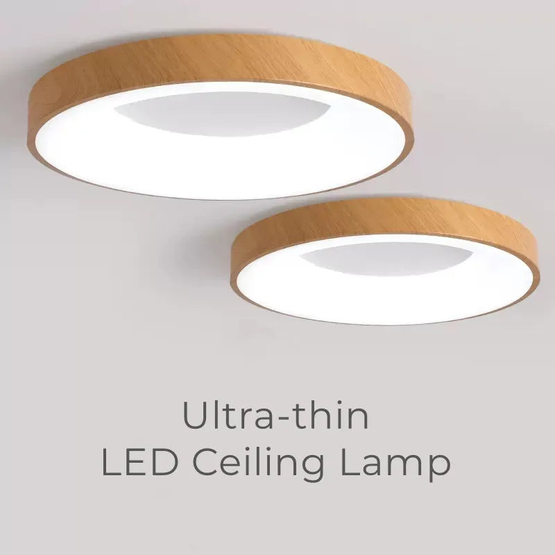 Plafonnier Led rond Ultra-fin Grain de Bois Prestige
