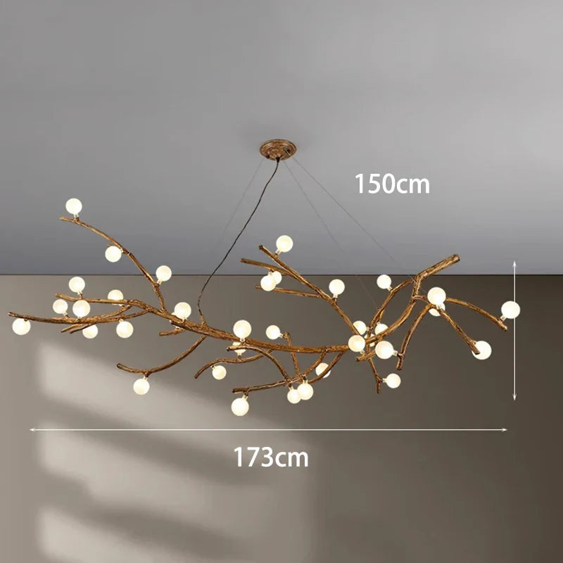 Lustre LED Branche de Bois: Design Moderne