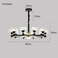 Lustre Nordique Luxe en Cristal Or et Noir