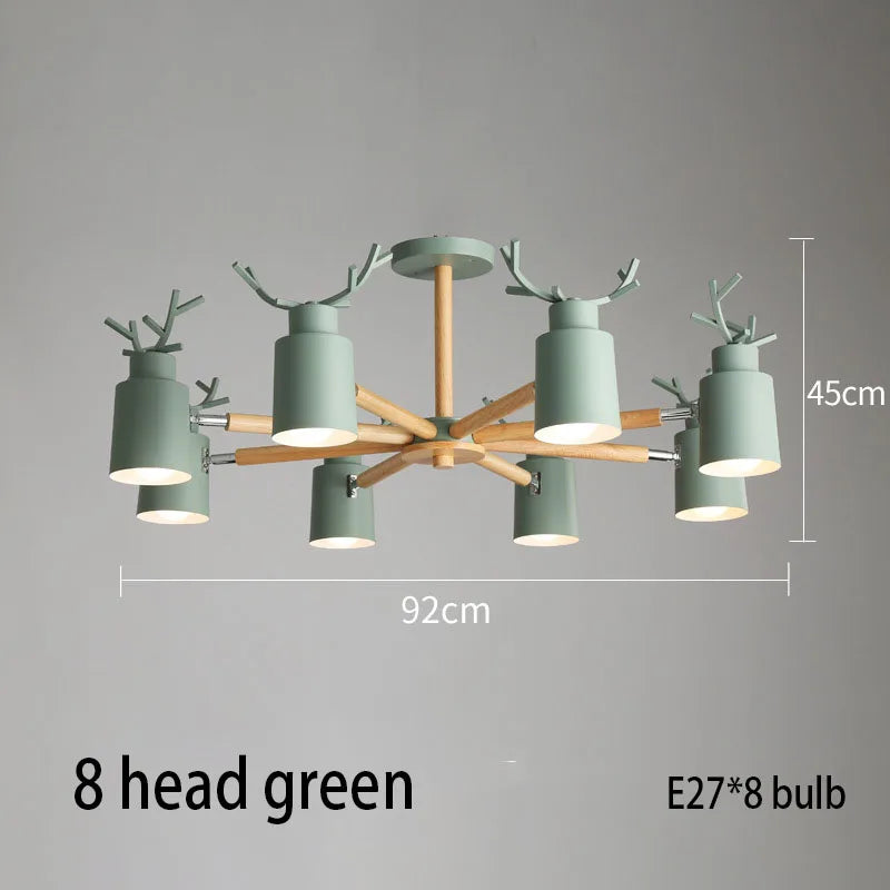 Lustre en rondins scandinave - Design cerf pour éclairage intérieur
