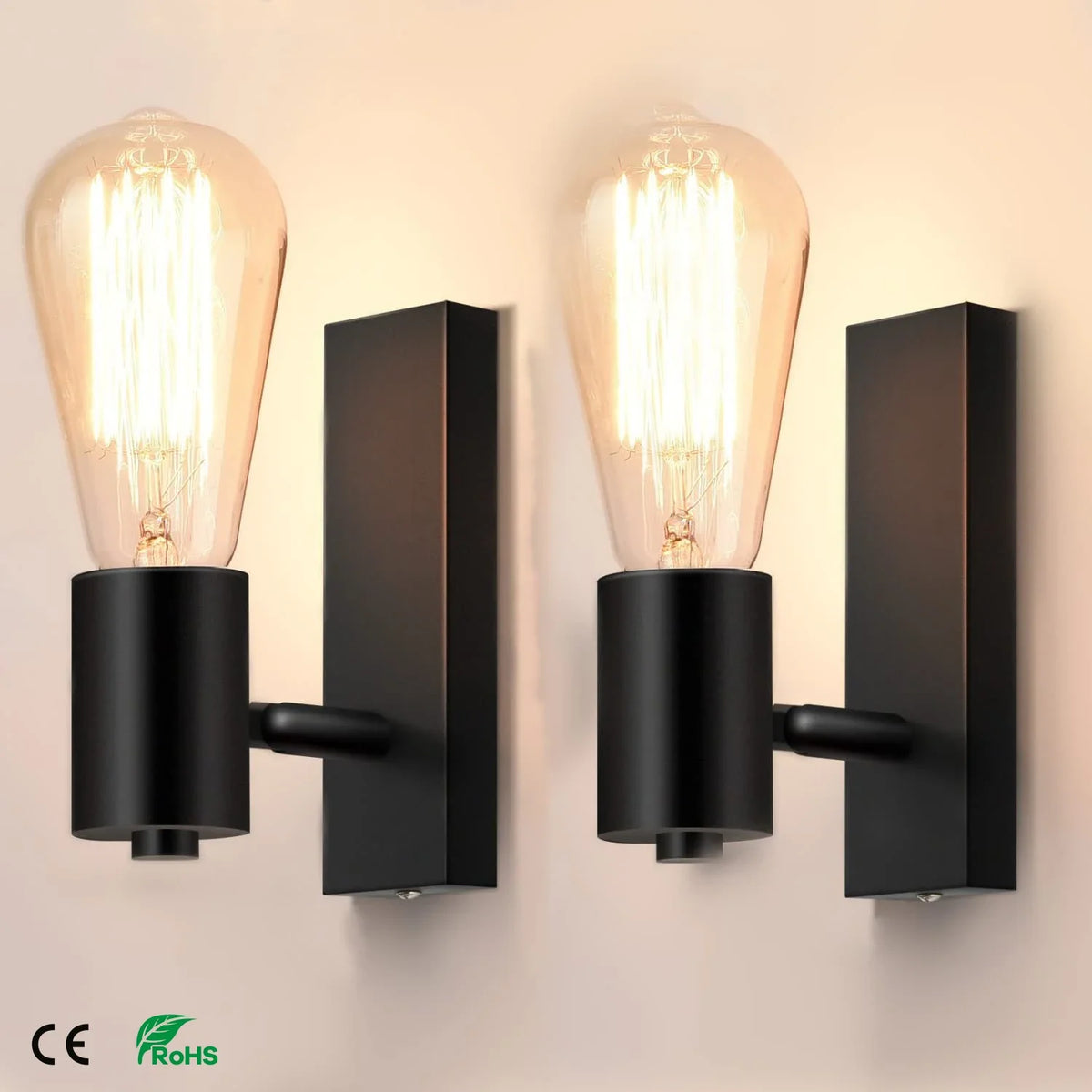 Applique Vintage 350 ° rotation métal noir E26 E27 pour une décoration moderne des espaces intérieurs