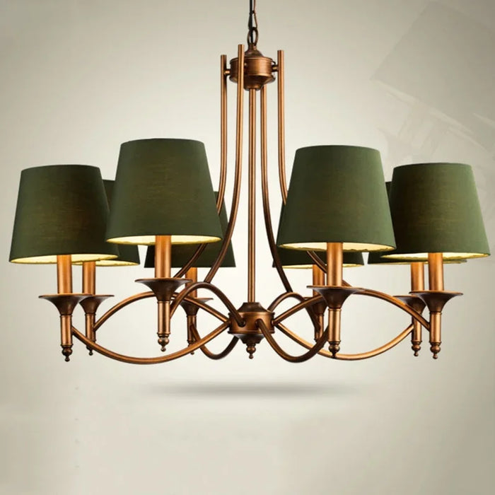 Lustre Moderne en Bronze Métal LED pour Éclairage de Salon avec Tissu décoratif LED