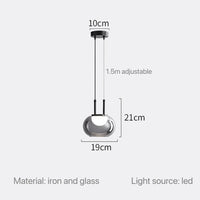 Suspension Élégance en verre fumé gris.
