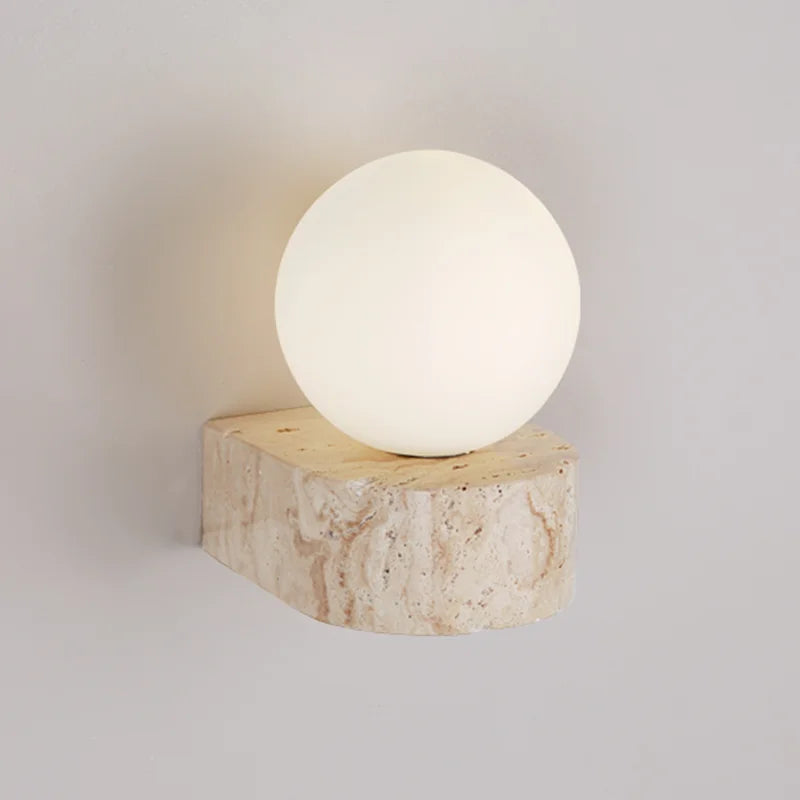 Applique murale vintage en pierre naturelle avec abat-jour en verre et LED - Édition Limitée