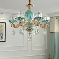 Lustre de luxe moderne européen rétro en cristal et céramique