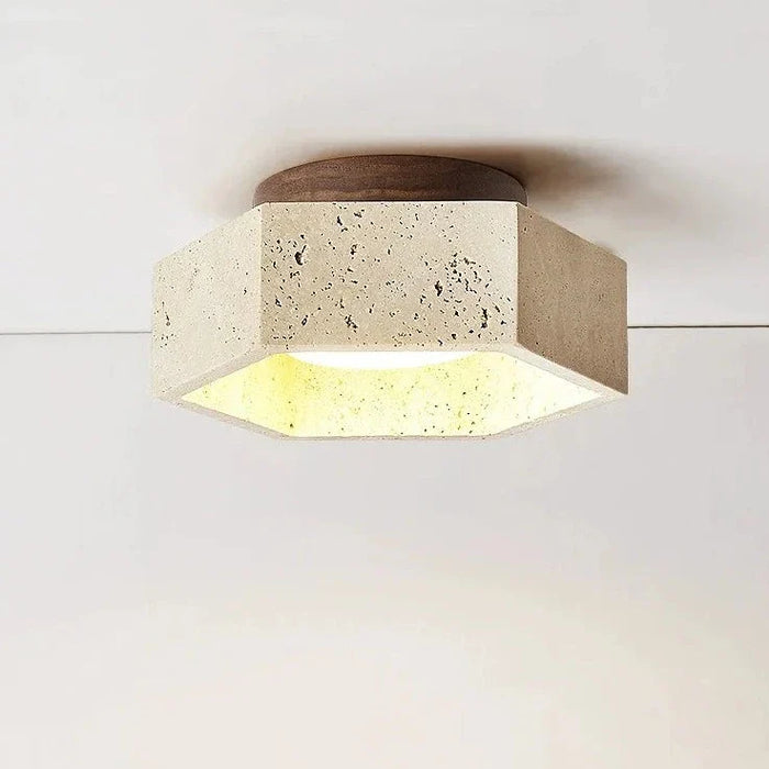 Plafonnier LED design moderne en bois clair Wabi-Sabi