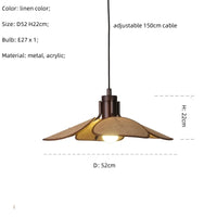 Suspension Wabi Sabi minimaliste LED rétro chapeau nordique pour salle à manger.