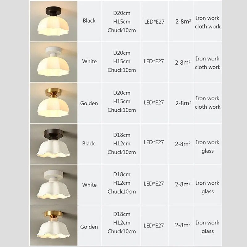 Plafonnier LED Crème en Céramique et Verre