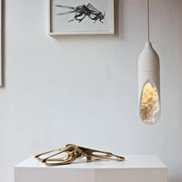 Suspension Lampe Japonaise Wabi Sabi Moderne en Plâtre pour Foyer, Cuisine ou Chambre