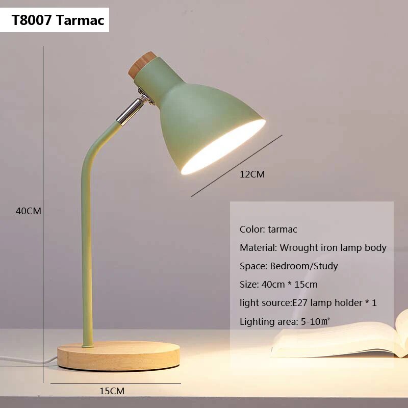 Lampe de table LED pour enfants en bois et fer forgé.