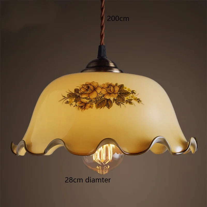 Suspension Vintage Américaine en Cuivre Bois Verre Edison