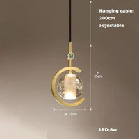 Lustre LED en Cuir et Verre