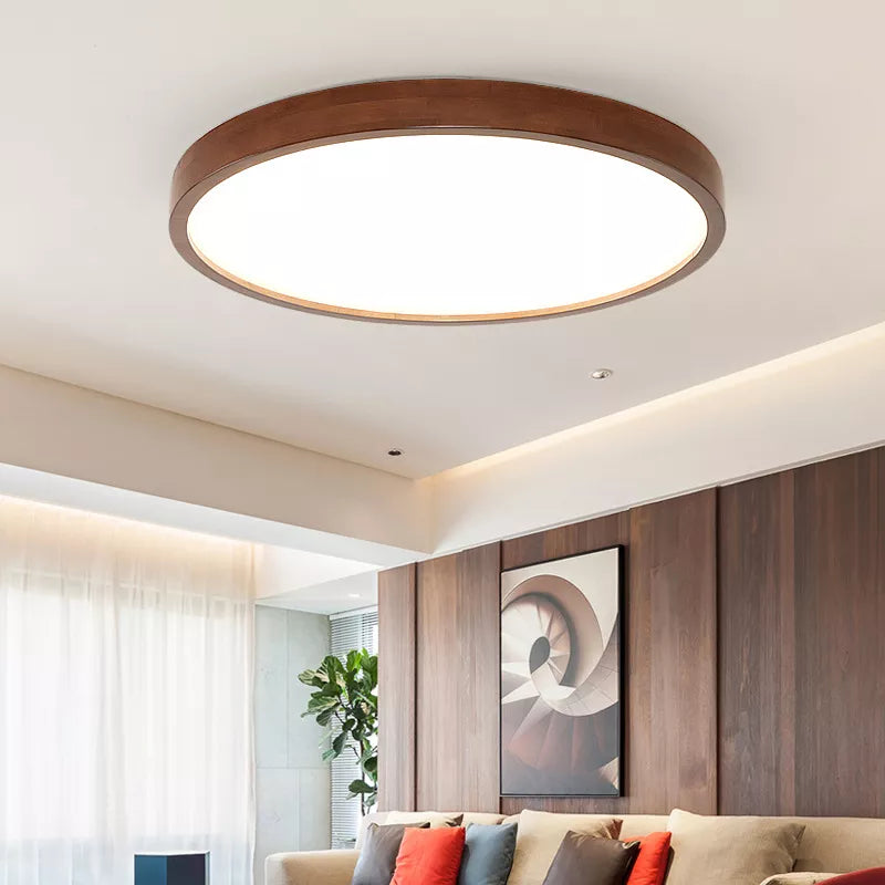 Lustre nordique en bois massif - Plafonnier Ultra-mince en noyer chinois