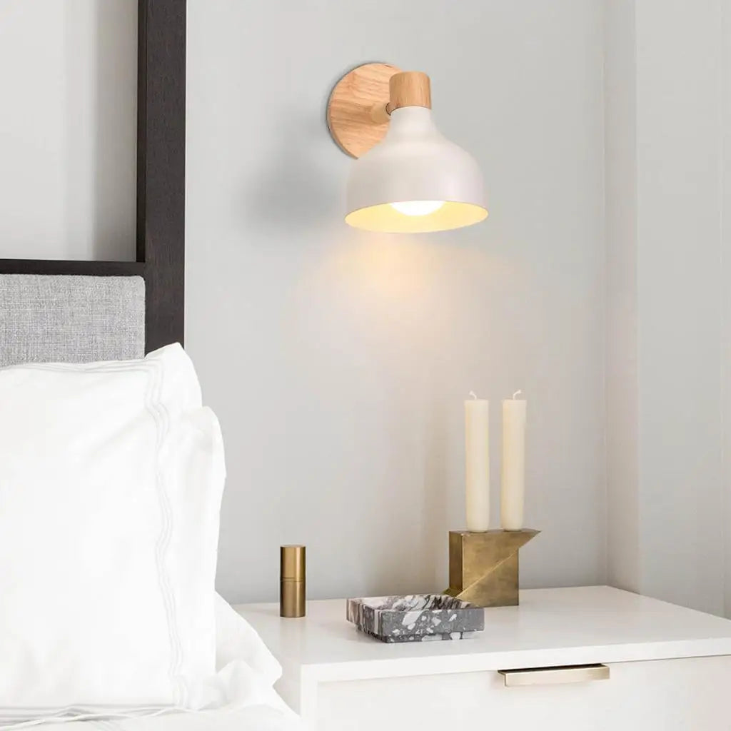 Applique murale nordique Macaron en bois - Lampe de chevet de chambre à coucher - Applique murale moderne
