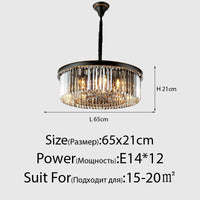 Lustre en Cristal LED Moderne Américain pour Salon Salle à Manger Villa