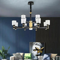 Lustre Nordique Luxe en Cristal Or et Noir