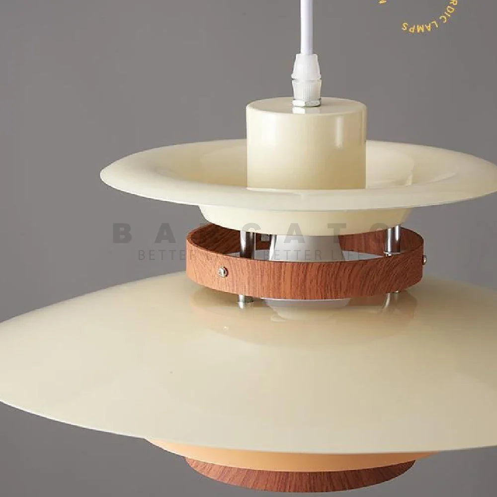 Lustre Design Danois LED Rétro en Noyer - Lampe Suspendue
