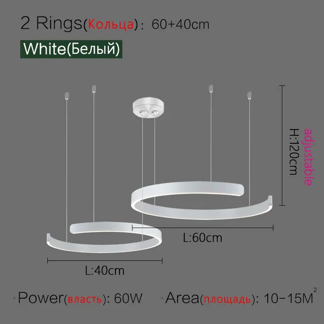 Lustre Anneau Nordique LED Réglable pour Salle à Manger - Collection Maison Luminaires