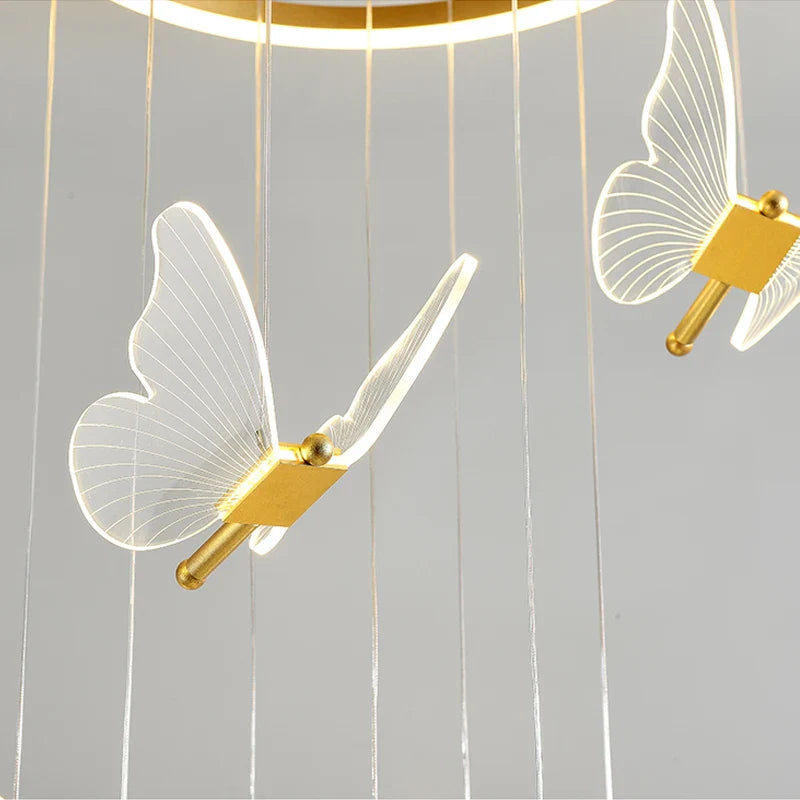 Lustre d'escalier acrylique forme de papillon - Collection Art LED Scintillante