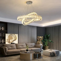 Lustre moderne en cristal avec lampes LED pour une décoration sophistiquée