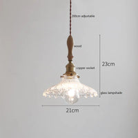 Suspension japonaise en céramique et bois de frêne vintage