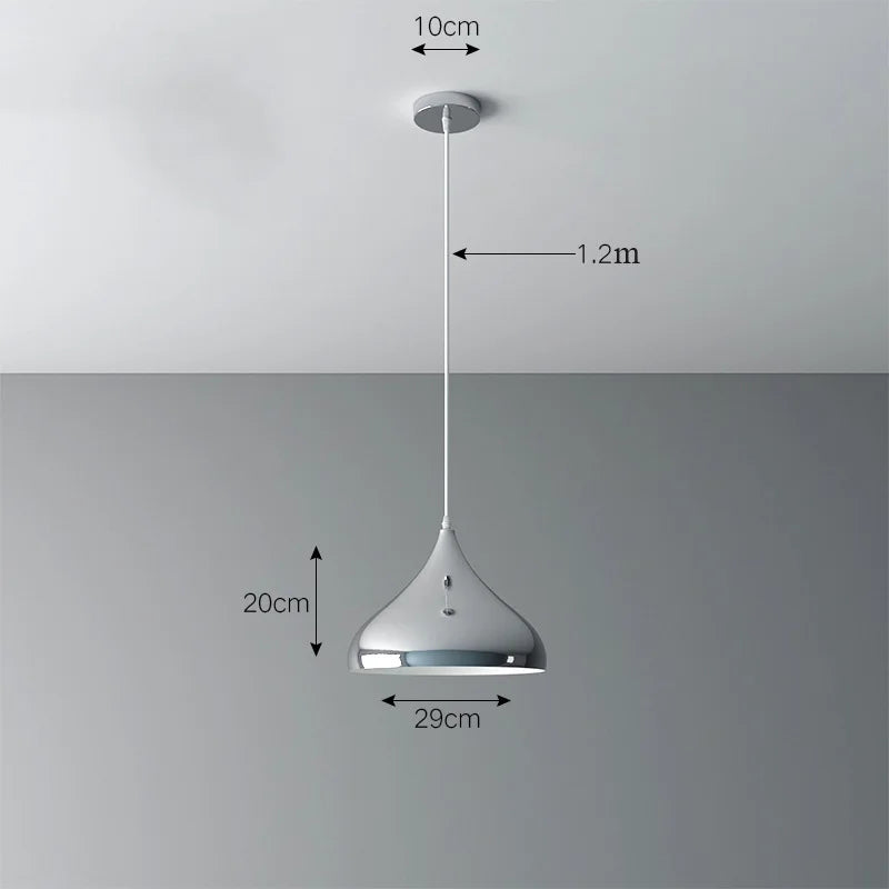 Plafonnier nordique argenté Globe boule miroir, lampe suspendue en fer