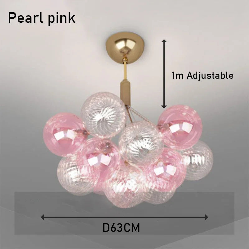 Lustre plafonnier design boule de verre multicolore luxe illuminant