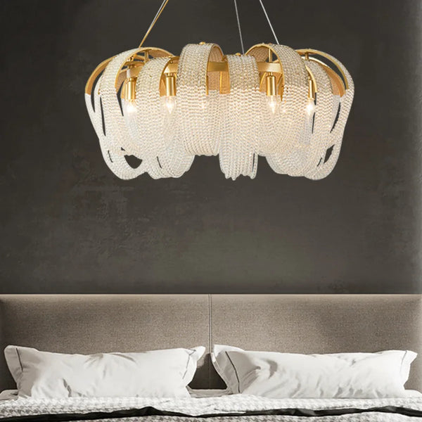 Lustre de luxe américain en cristal Post-Moderne